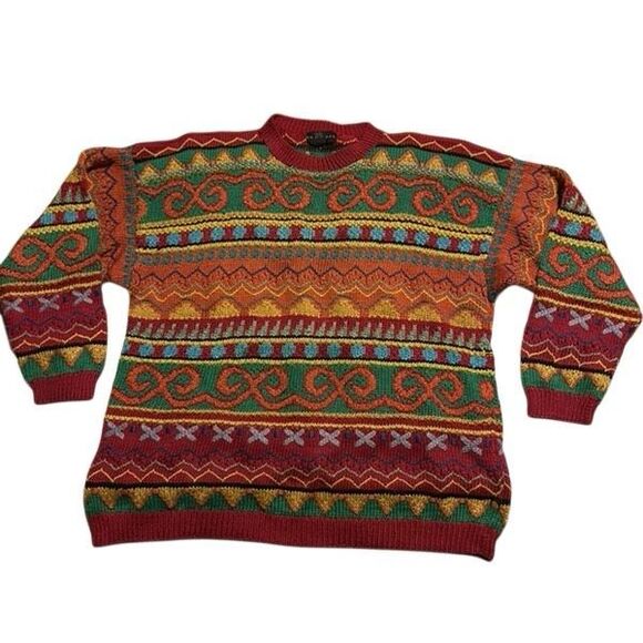 Pavo Real Multicolor Knit Sweater - 100% Cotton - Picture 1 of 5